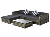 4-Seater Rattan Sofa Set Wicker Sectional Furniture Cushion Grey Garden T3398P315942