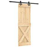 Sliding Door Natural and Black 70 x 210 cm Solid Pine Wood 3445054