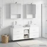 Bathroom Furniture Set 5 pcs White Engineered Wood and Glass 3406799