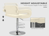 PU Leather Upholstered Swivel Bar Stool, Height Adjustable with Back, Armrest, Footrest, Beige T3398P328152