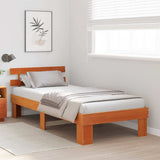 Bed Frame with Headboard Wax Brown 100 x 200 cm Solid Pine Wood 872457
