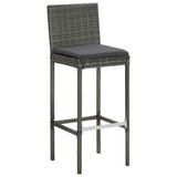 5 Piece Garden Bar Set with Cushions Poly Rattan Grey 3095416