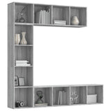 3 Piece Book/TV Cabinet Set Grey Sonoma 180x30x180 cm 3152714