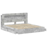 Bed Frame with Storage with Drawer Concrete Grey 200 x 200 cm 3433691