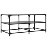 Coffee Table with Black Glass Top 98.5x50x45 cm Steel 846013