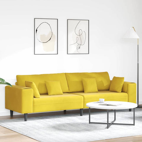 Velvet Sofa with Cushion Yellow 210 cm Velvet 3335159
