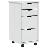 Rolling Cabinet with Drawers MOSS White Solid Wood Pine 355904