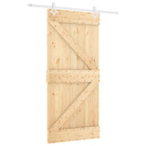 Sliding Door 100 x 210 cm Solid Pine Wood Natural and White 3445100