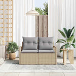 Garden Sofa with Cushion Beige 120 x 62 x 69cm Poly Rattan 42006765