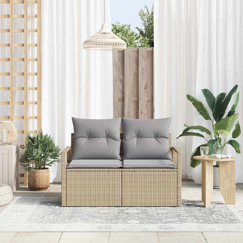 Garden Sofa with Cushion Beige 120 x 62 x 69cm Poly Rattan 42006765