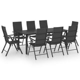 9 Piece Garden Dining Set Black 3060051