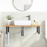 Basin Shelf Wall Mounted Steel and Solid Wood Oak 3302397