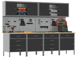 Work Cabinet with Drawer 10 pcs Black Engineered Wood and Steel 3321490