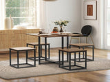 5 Piece Dining Table and Chairs Set 4, Industrial Space Saving Table and Chairs with Metal Frame, T3398P344217
