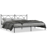 Metal Bed Frame without Mattress with Headboard Black 200x200cm 376509