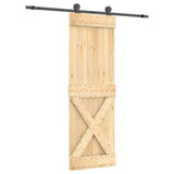 Sliding Door Natural and Black 70 x 210 cm Solid Pine Wood 3444979