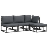 Garden Sofa Set with Cushion 4 pcs Black Aluminium 3378856