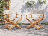 Folding Director Chairs 2 pcs Cream White Fabric 365835