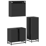ZNTS 3 Piece Bathroom Furniture Set Black Engineered Wood 3301015