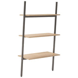 3-Tier Leaning Shelf Light Brown and Black 64x34x116 cm 336370