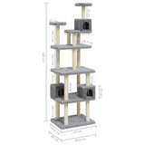Cat Tree with Sisal Scratching Posts Light Grey 188 cm 171489