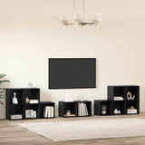 TV Cabinet Set Wall-mounted 8 pcs Black Oak Engineered Wood 3393274