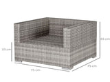 Single Seater Rattan Chair Sofa Padded Cushions, All-Weather PE Wicker Weave Garden Armchair T3398P320189