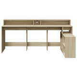 Desk with LED Lights Sonoma Oak 200x104x91 cm Engineered Wood 3309467