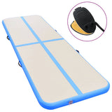 Inflatable Gymnastics Mat with Pump 800x100x10 cm PVC Blue 91928