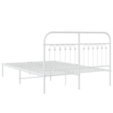 Metal Bed Frame without Mattress with Headboard White 140x190cm 376649