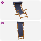 Deck Chair 2 pcs 3 Position Solid Eucalyptus Wood Blue 3407808