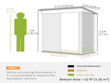 5 x 3ft Garden Storage Shed with Sliding Door and Sloped Roof Outdoor Equipment Tool, Light Grey T3398P313636