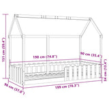 Kids' House Bed Frame without Mattress Wax Brown 90x190 cm Single 850694