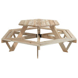 Picnic Table for 6 Kids with Benches Hexagon Solid Wood Fir 4008993