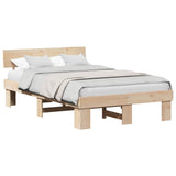 Bed Frame with Headboard Natural 135 x 190 cm Solid Pine Wood 872575