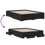 Bed Frame Black Engineered wood 135 x 190 cm Double Bed Frame 3280406