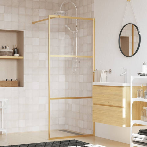 Walk-in Shower Wall with Clear ESG Glass Gold 80x195 cm 154935