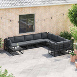 Garden Sofa Set with Cushion Black Aluminium 3378905