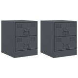 Bedside Cabinets 2 pcs Anthracite 34.5x39x44 cm Steel 841624