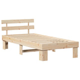 Bed Frame with Headboard Natural 100 x 200 cm Solid Pine Wood 872455