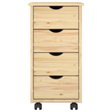 Rolling Cabinet Brown 65.5 x 34 x 39 cm Solid Pine Wood 42032389