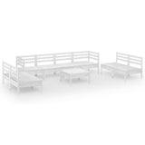 9 Piece Garden Lounge Set White Solid Pinewood 3082578