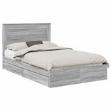 Storage Bed Grey Sonoma 120 x 200 cm Engineered Wood 3410263