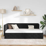 Corner Bed Frame with Headboard Black 90 x 200 cm Velvet 42016538