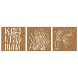 Garden Wall Decorations 3 pcs 55x55 cm Corten Steel Grass Design 824509