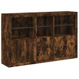 Sideboard with LED Lights Smoked Oak 162x37x100 cm 3209146
