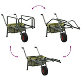 Fishing Trolley Green with Wheel Powder-coated Steel 94869