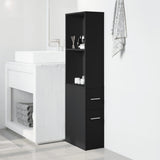 Narrow Bathroom Cupboard with Wheels Black Engineered Wood 855296