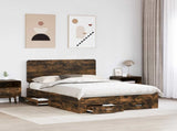 Bed Frame with Drawer Smoked Oak 140 x 190 cm Engineered Wood 3412787