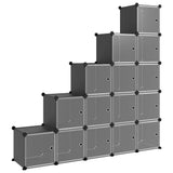 Storage Cube Organiser with 15 Cubes and Doors Black PP 340554
